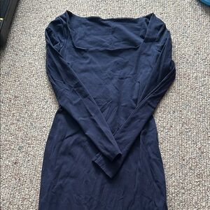 Elegant Navy Blue Long Sleeve Dress